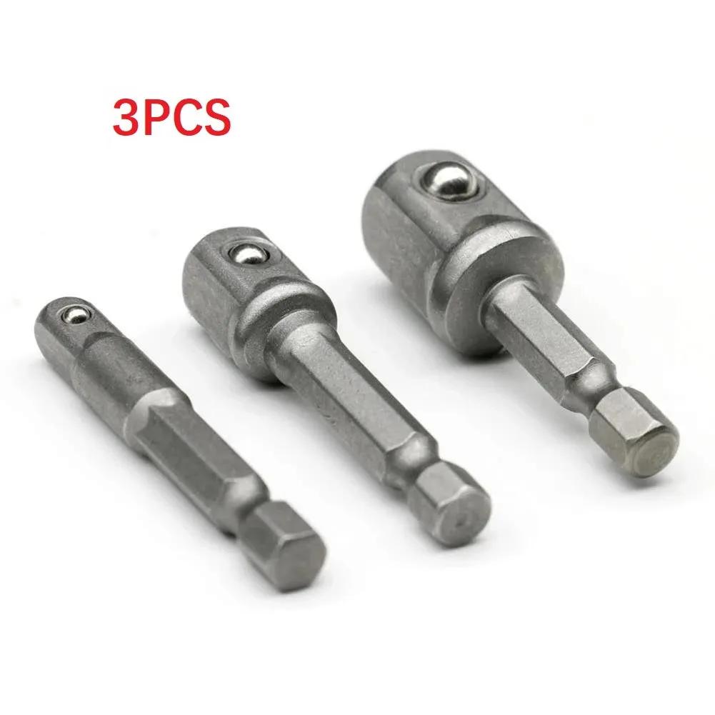 Adapter Socket Silver Socket Socket Adapter 1/4 3/8 1/2 Power Tools 1/4''(6.35mm) 3/8''(9.5mm) 50mm Chrome Vanadium Steel