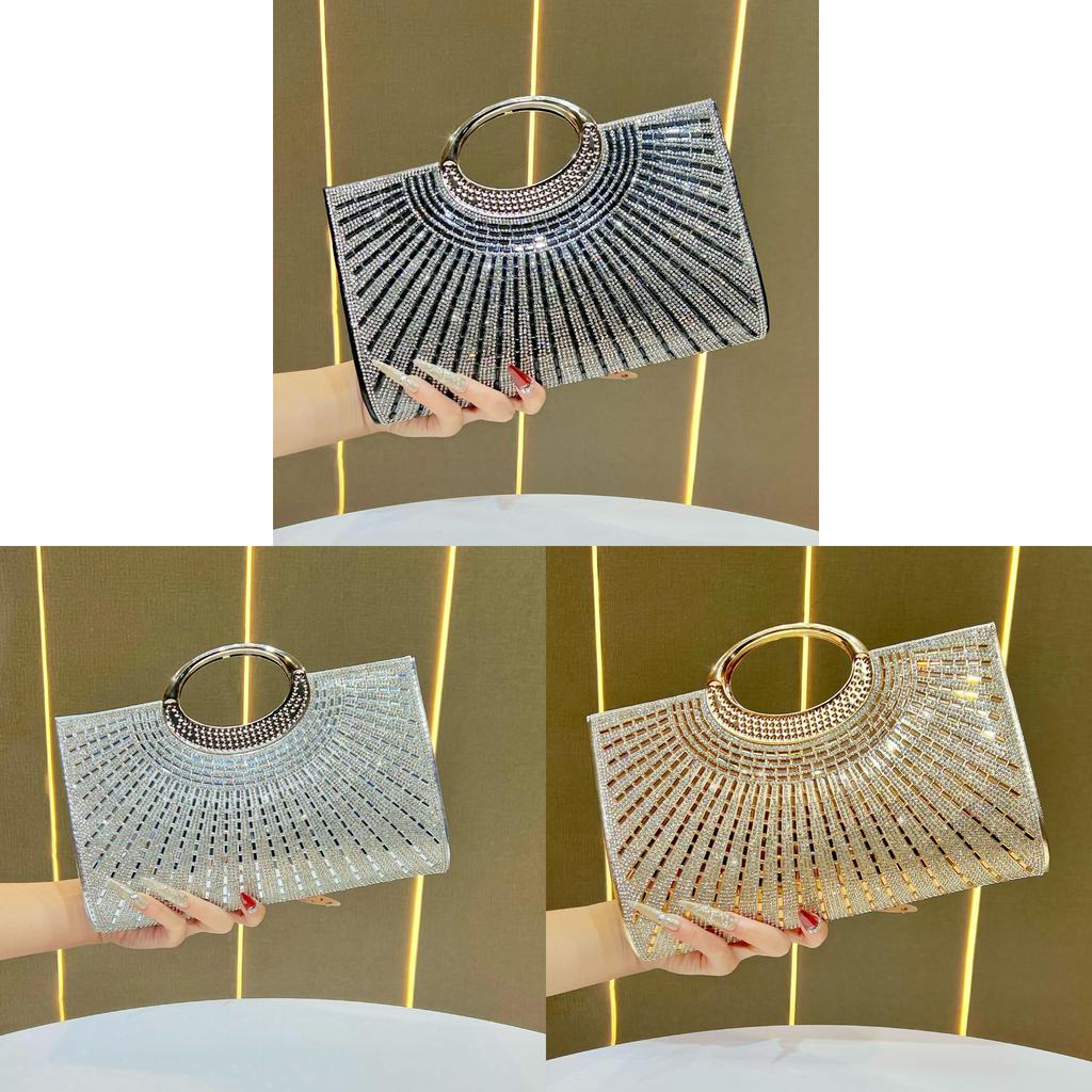 Luxury Evening Clutch Bag With Sparkling Waterdiamond Chain For Formal Events