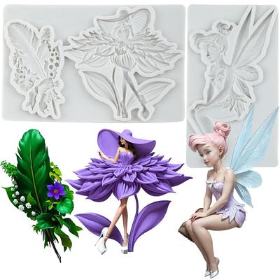 Formy silikonowe Wróżka kwiatowa Tancerka Bogini Dziewczynka z piórkami Forma do fondantów Narzędzia do dekorowania tortów Topper na babeczki Czekolada Żywica gliniana Forma do gum paste