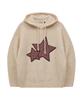 WAIKEI Big Star Check Applique Hoodie Knit Ivory
