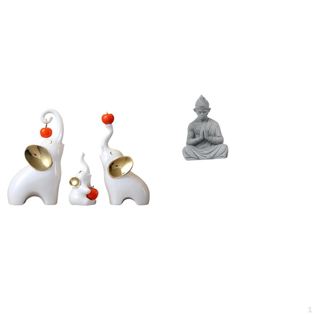 Elephant Family Animal Sculptures And Monkey Buddha Figurine Collection for Living Room Bedroom Desk