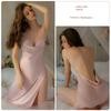 Good Morning with You: Suspenders Ice Silk Nightdress Long Side Slit Pure Desire Sexy Pajamas Long Dress Women Can Wear When Going out
