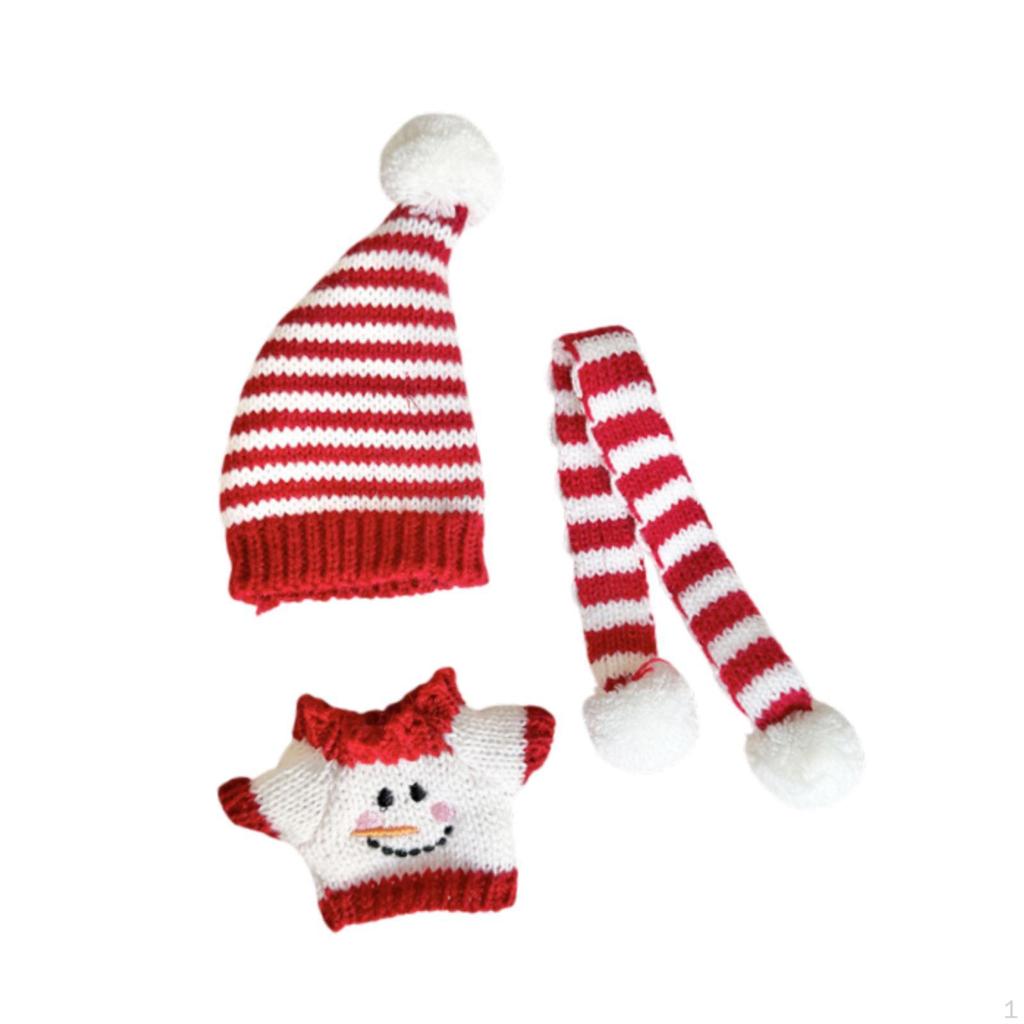 Plush Doll Pullover Top Dress Up Christmas Snowman Outfit Keychain Clothes Set for 6.69''