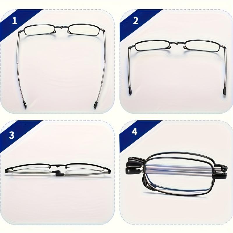 Portable Reading Glasses with+1 To+4.0 Magnification Square Full Frame Design with Compact Hard Case Box