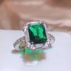 Silver Color Green Cubic Zirconia Rings Women Simple and Elegant Wedding Anniversary Party Female Rings New Trendy Jewelry