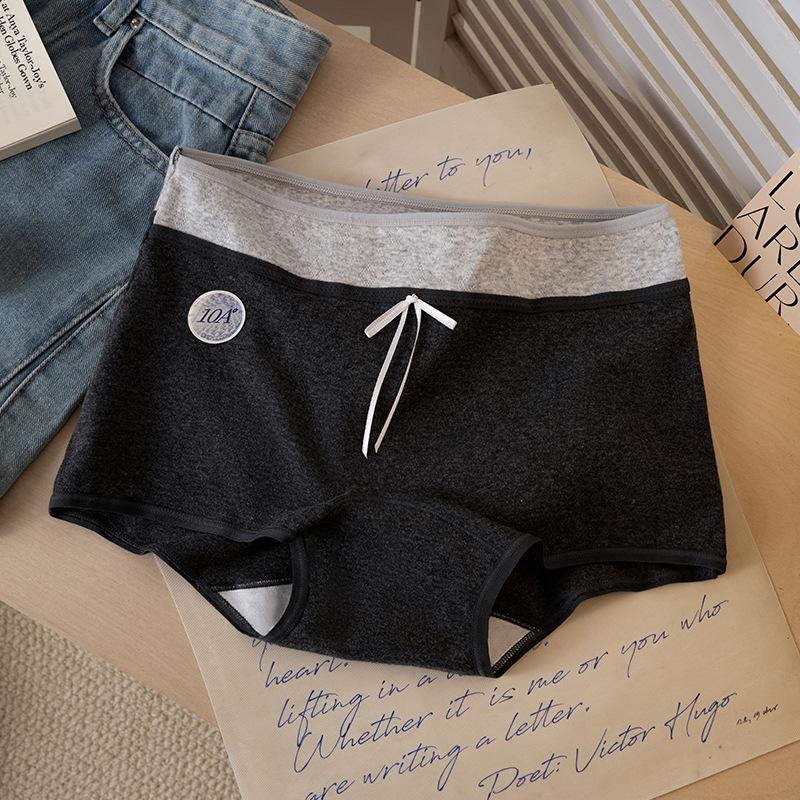Female Spring and Autumn Pure Cotton 10A Antibacterial Extended Crotch Non Hip Flat Angle Briefs