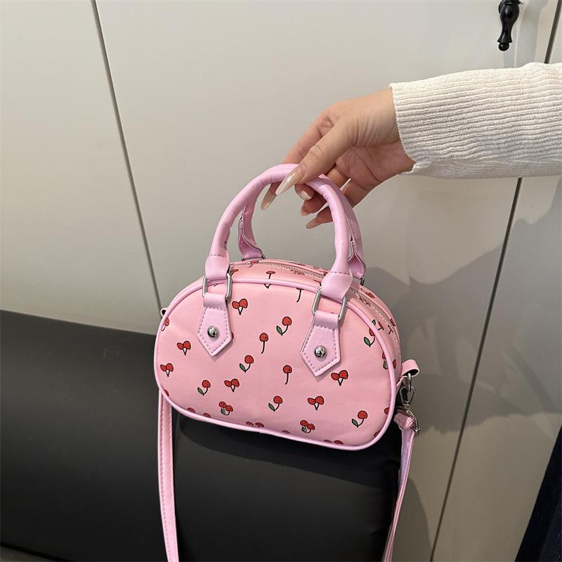 Simple and Sweet Printed Bag Messenger Bag Women's 2025 New Versatile Little Cherry Shoulder Armpit Bag Handbag