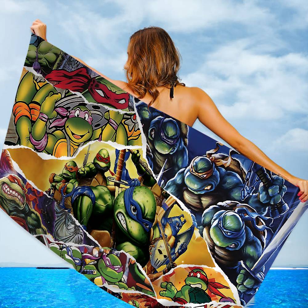 Cartoon N-Ninja Turtles Microfiber Printed Beach Towel Mountain Climbing Yoga Beach Swimming Running Absorbent Soft Towel