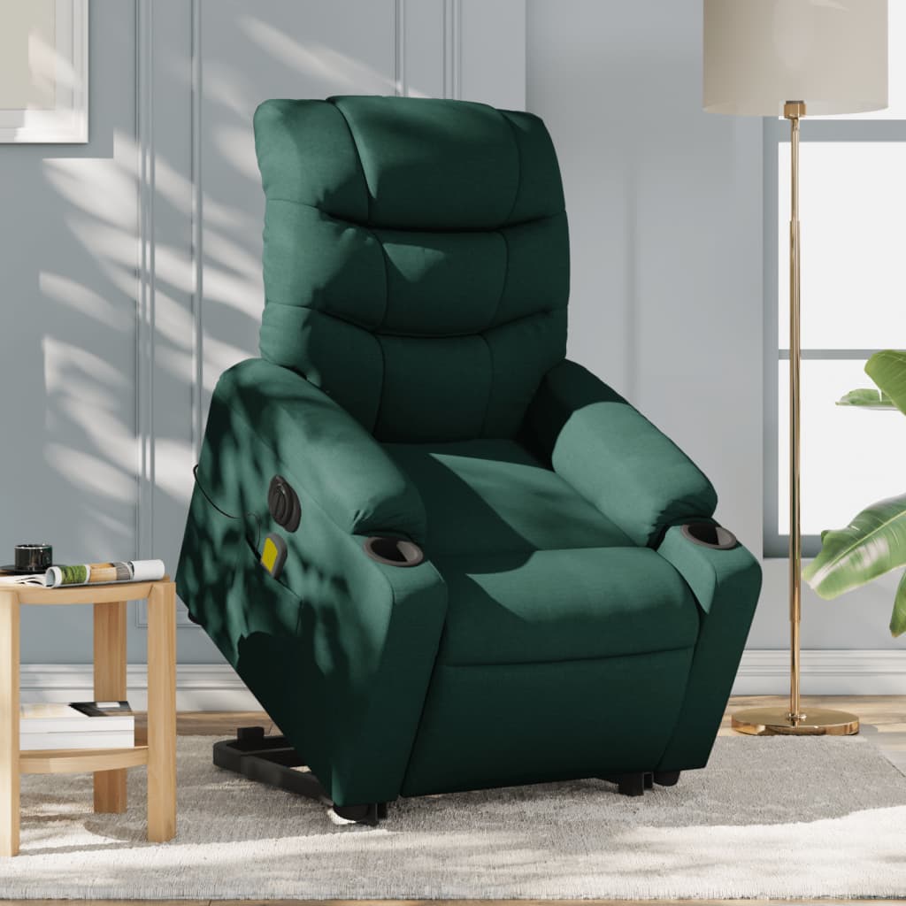 Vidaxl Lift Recliner Massage Chair, Electric, Reclining, Green