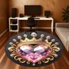 1pc Diamond Heart Round Chair mat Area Rug - Non-Slip, Floor Mat for Office, Bedroom, and Indoor Decor -1002199
