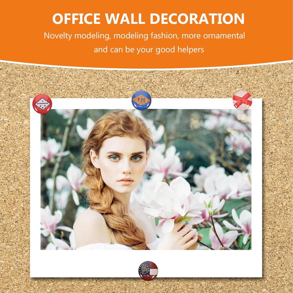 USA 50 Bundesstaaten Flagge Reißzwecken, Dekorative Pinnnadeln für Pinnwand Reisekarten-Pins Büro und Klassenzimmer (51 Teile + Pinnwand)