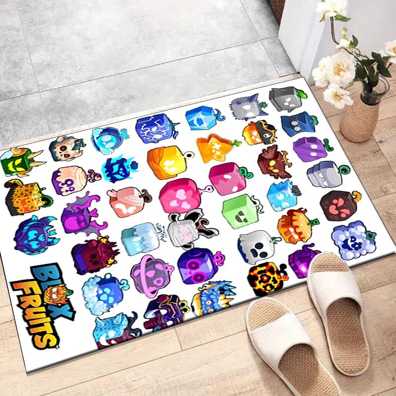 Tapis en Polyester Blox Fruit, Tapis d'Intérieur Doux pour Chaise de Bureau, Salon, Bureau d'Ordinateur - Design de Tapis Décoratif pour Bureau à Domicile