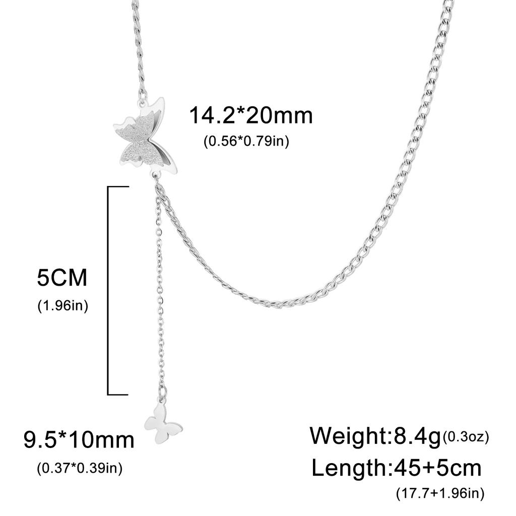 Teamer Delicate Sweet Butterfly Pendant Necklace for Women Girls Stainless Steel Fashion Choker Jewelry Valentine's Day Gift