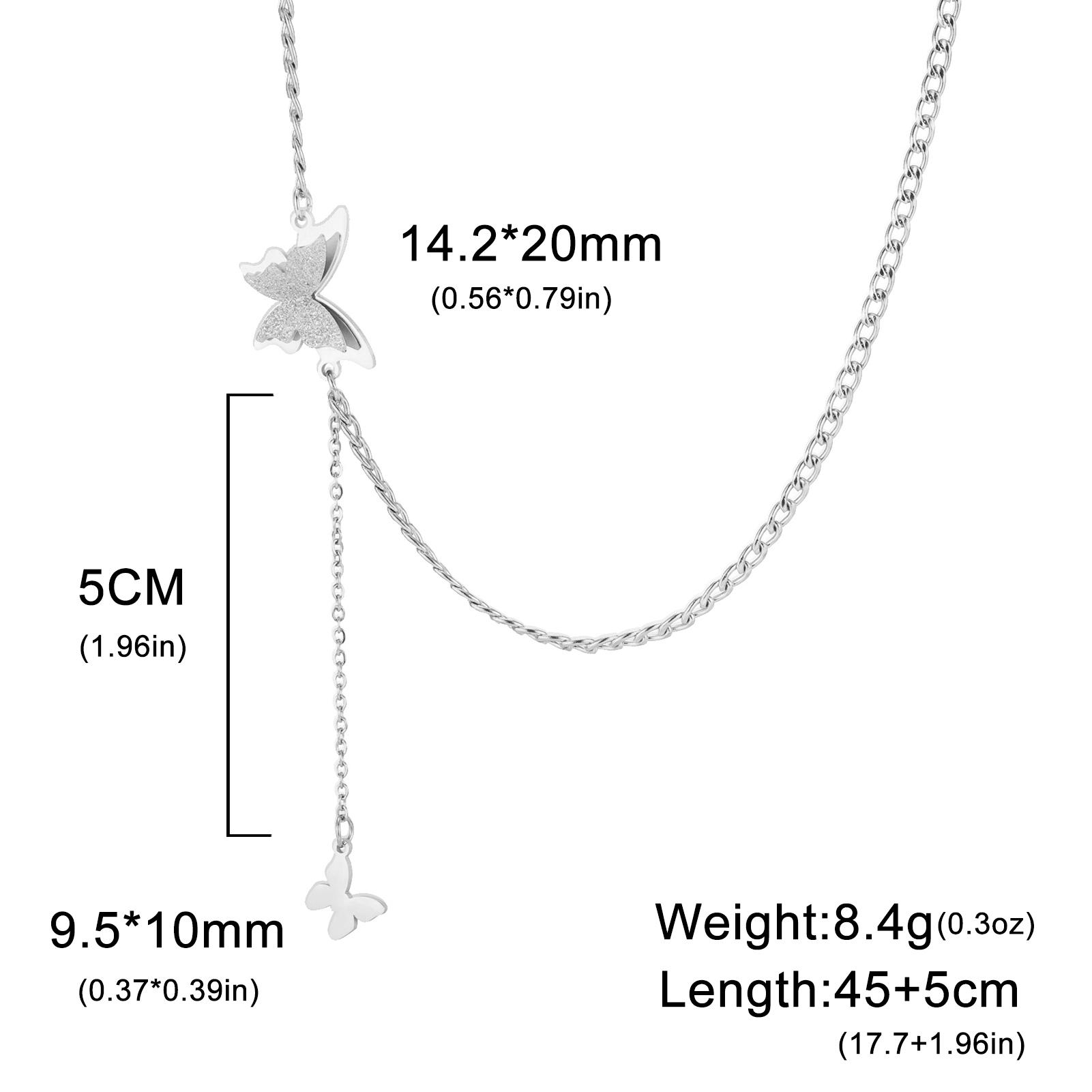 Sparkling Butterfly Necklace Stainless Steel Elegant Butterfly Necklace Aesthetic Charm Necklace Fashion Jewelry Valentine s Day 45-50cm