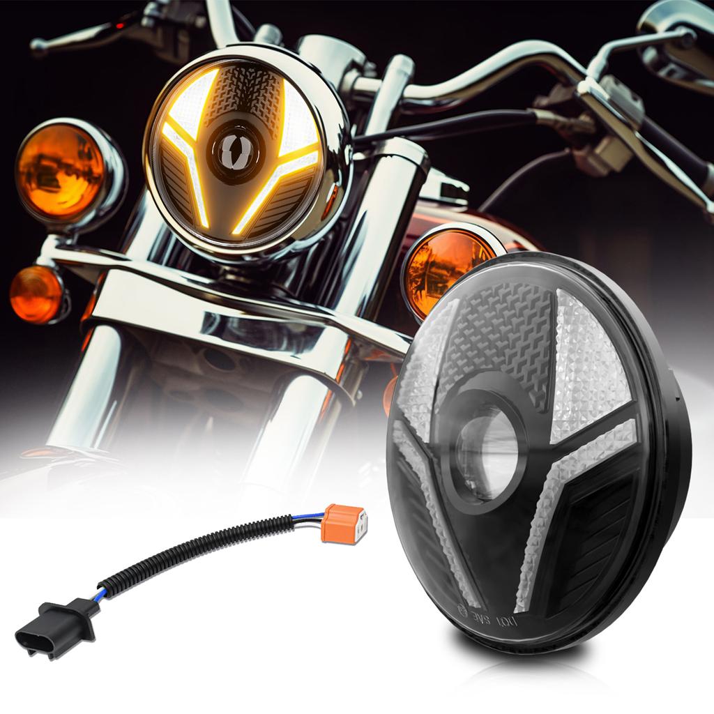 7 Inch LED Headlight, 1 PCS Round Headlamp with High Low Beam DRL Turn Signal Replacement for Jeep