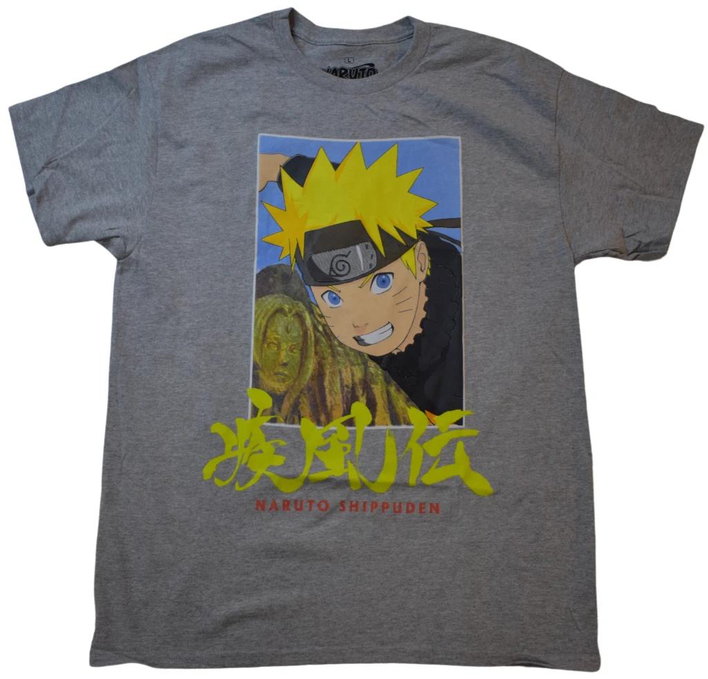 Naruto Shippuden Mens Naruto Anime Heather Gray Shirt New Large 4XL