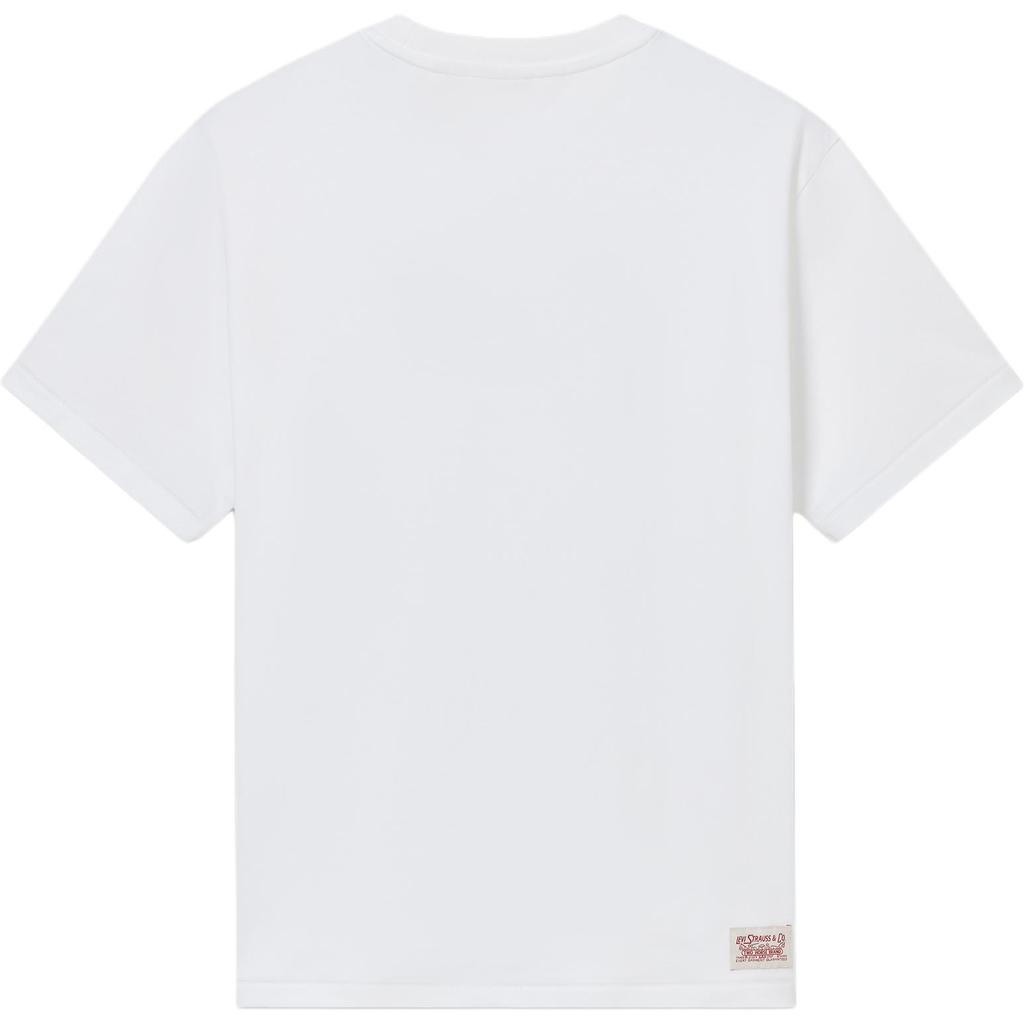 T-shirt Décontracté Confortable à Manches Courtes et Col Rond Côtelé avec Imprimé Logo Levis pour Homme T-shirts Blanc 001AM-0011