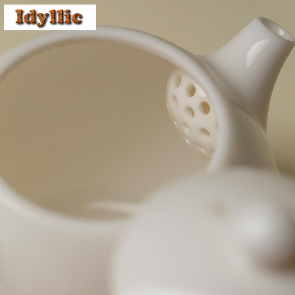 130ml Süße Weiße Glasur Porzellan Drachenei Teekanne Kreativer Tee-Infusionskrug Teekocher Mit Kugelloch Teeceremonie Handwerk