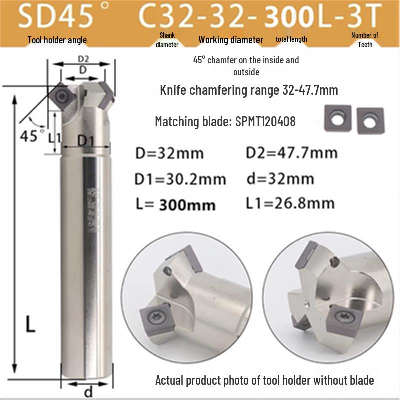 45° CNC Insertable Inner/Outer Chamfer Tool with Up/Down Back-Reaming Holder