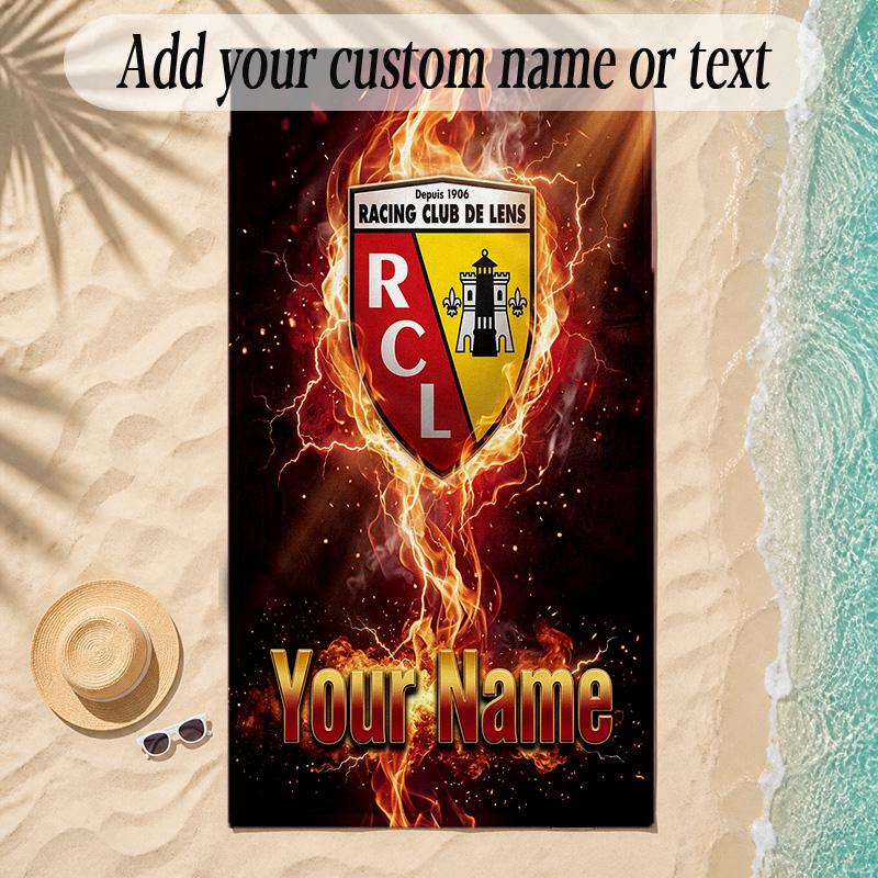 Beach Towelracing club de lens Custom Name Text Personalized Soft Towel for Beach Pool Indoor Home Decor Gift