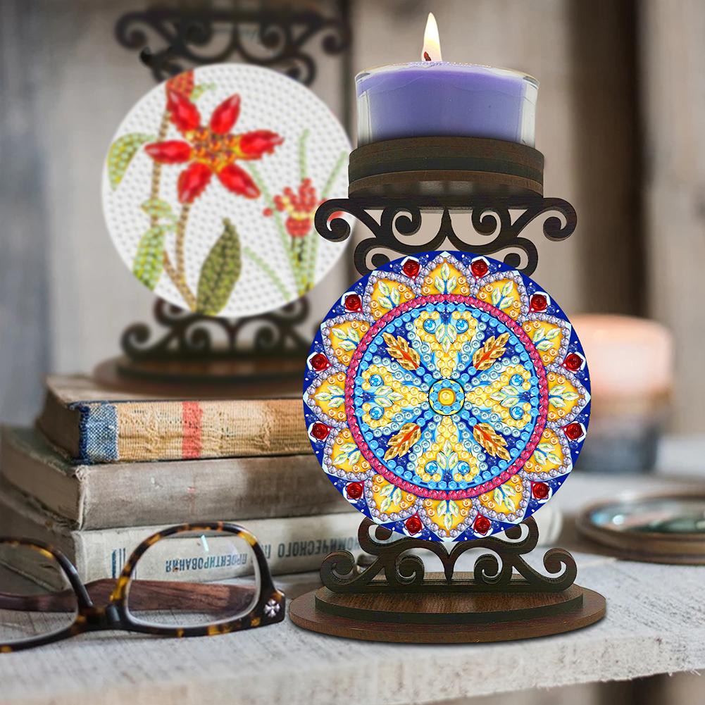 Flower Diamond Painting Candle Holder Ornaments Aromatherapy Candle Holder 5D DIY Diamond Art Mini Candle Holder for Home Decor