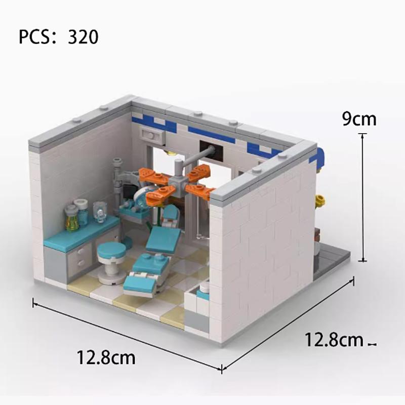 MOC Stadt Straßenszene Zahnarztpraxis Serie Bausteine Krankenhaus Labor Mediziner Zahnarzt Zähne Stein Freund Spielzeug Geschenk