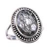 Natural Black Rutile Gemstone 925 Solid Sterling Silver Jewelry Ring Size 7 H0D05