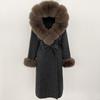 OFTBUY Autumn Winter Women Coat Real Natural Fox Fur Collar Hooded Double-faced Woolen Blends Jacket Thick Warm Casual Overwears