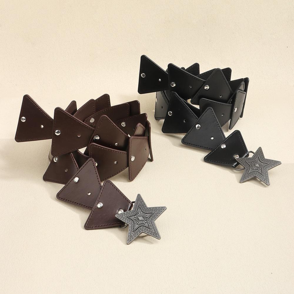 

Subculture Cowboy Waistband Triangle PU Rivet Belt Elegant Y2K Star Belt Dress Decoration чорний
