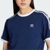 Adidas Originals Striped Logo Crew Neck Short Sleeve Regular T-Shirt Women Tops Night-Blue JY4852