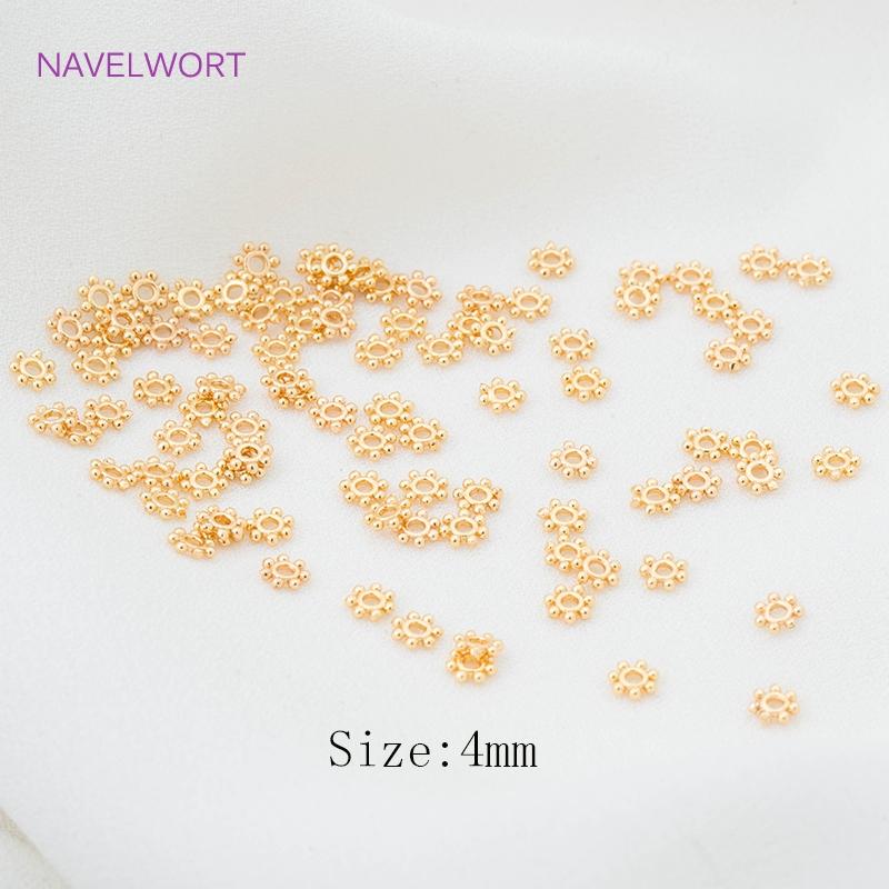 

4mm/6mm Round Spacer Flower Beads Caps High Quality 18K Gold Plated Spacer Beads Findings Crafts DIY Jewelry Making Accessories 10 pieces