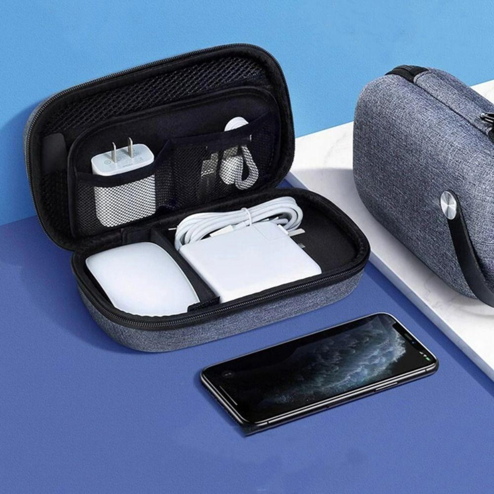 Lightweight Travel Organizer Bag Multiple Compartments Data Cable Organizer  Office