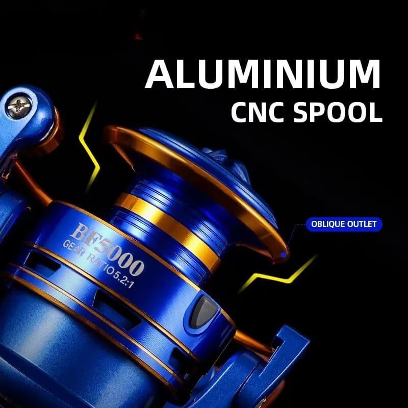 2024  Newest Fishing Reel 5.2:1 High Speed Ratio Metal Spool Spinning Reel 2000-7000 Gear Ratio Long Casting Solid Wood Sea Fishing Rod