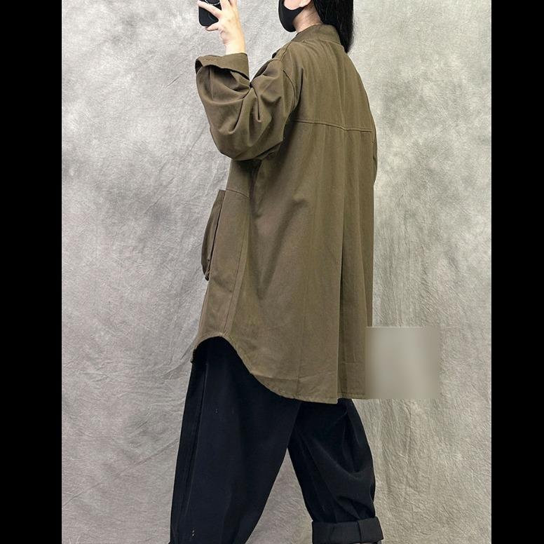 Retro High-end Tooling Windbreaker Jacket Women's Autumn Plus Size Casual Mid-length Top