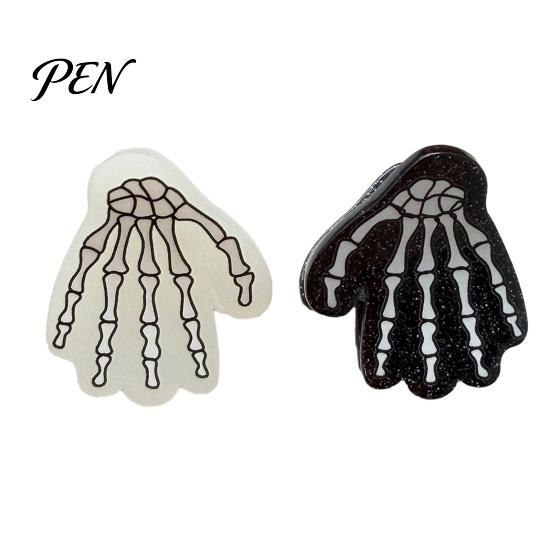 Spooky Hair Clips for Women Halloween Skeleton Hand Claw Clip Women, Mini Gothic Clip, Acrylic Styling Tools Accessory with Sequins Thick and