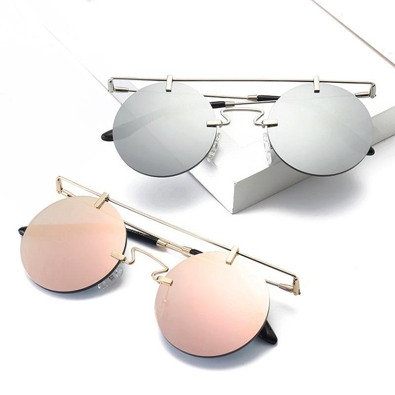 Fashion Luxury Ladies Round Sunglasses Metal Frame Rimless Designer Sun Glasses Retro Women Shades