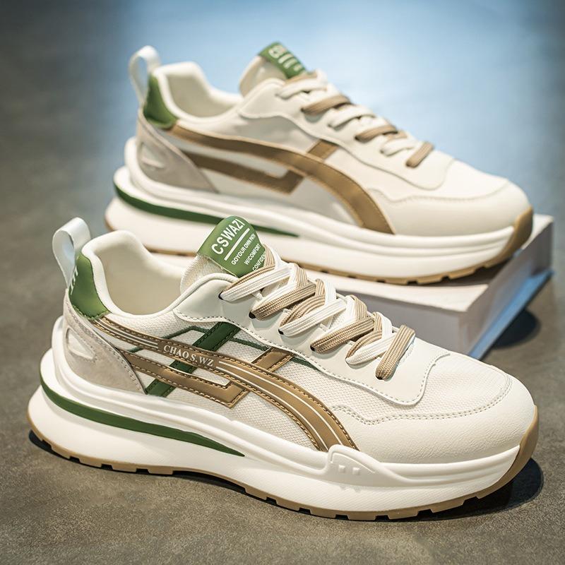 Men's Shoes New Versatile Casual Running Soft-soled Sports Men's Thick-soled Heightening Little White Dad Trendy Shoes Breathable Canvas