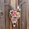 Decorative Wall Hanging Sculpture Figurines Simulation Flower Goat Skull Ornament Artwork Props 3D Animal Crafts Decor