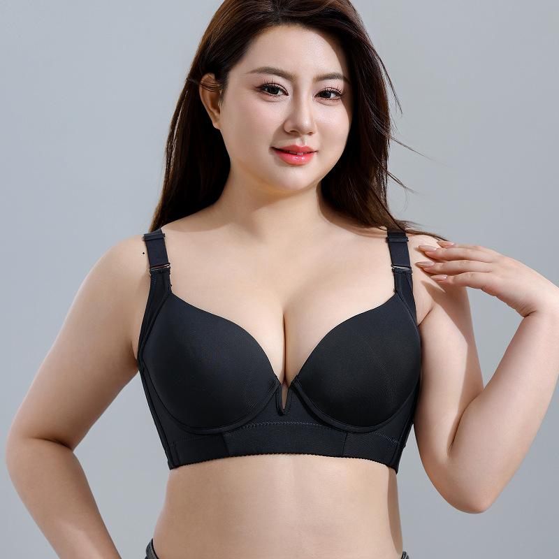 Bezešvá nastavitelná krásná záda plus size push-up podprsenka