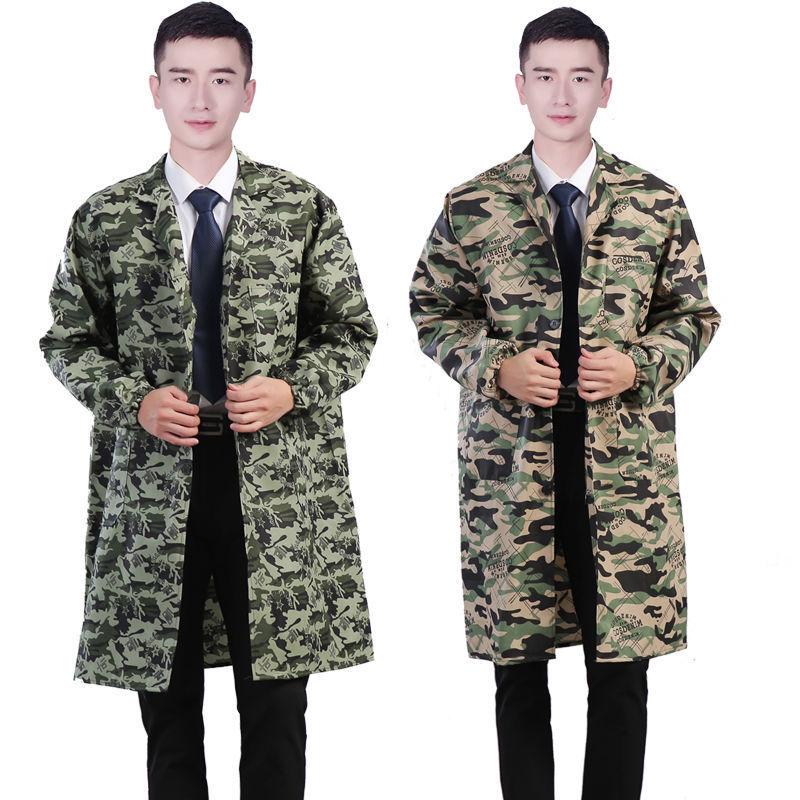 Unisex Dustproof Camouflage Labor Protection Coats with Logo Printing Option - Blue Long Coats