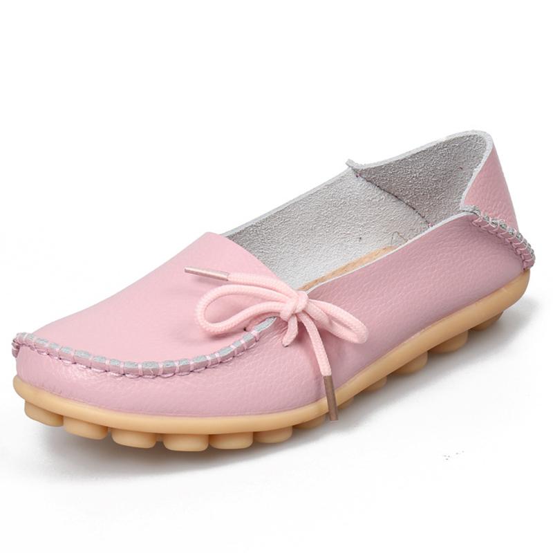 Women Flats Genuine Leather Fashion Walking Women Shoe Moccasins Ballet Flats Oxford Nurse Shoes Black Plus Size Ladies Shoes
