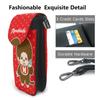 Monchhichi Genuine Leather Smartphone Pouch Shoulder and Mini Popular 19cm High x Wide x 4cm Thick [JMI] Bag, Thin, Women's Men's Pouch,