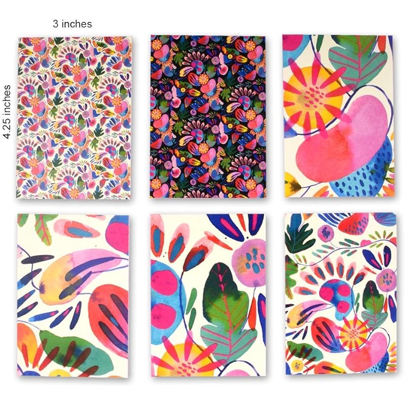 

Doodle Tropical Multicolour Notecards Set Of 12 | 3 X 4.25 Inches, 160 Gsm | Small Greeting & Thank You Cards For Birth Small