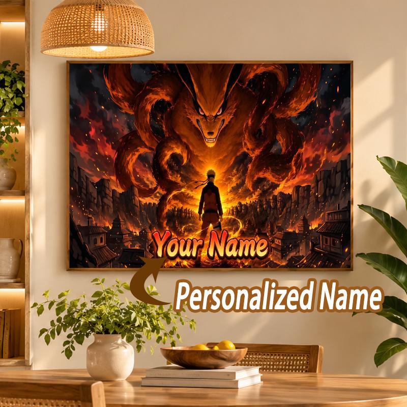 Kurama Naruto Custom Name Diamond Painting Personalized 5D Full Drill DIY Diamond Art Home Decor