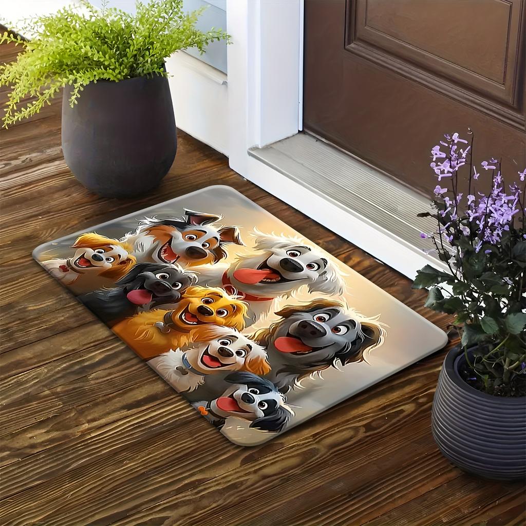 Ultra-Soft Flannel Dog Print Doormat – Non-Slip Fun Rug for Kitchen, Bathroom, Hallway, Office or Indoor/Outdoor Entry