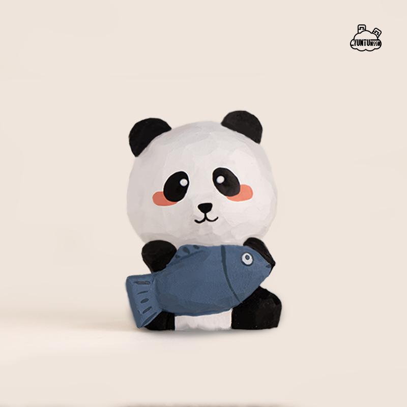 Figurină animal pisică din lemn sculptat pentru copii, ornament mic creativ de birou, decor pentru mașină, jucărie de scenă