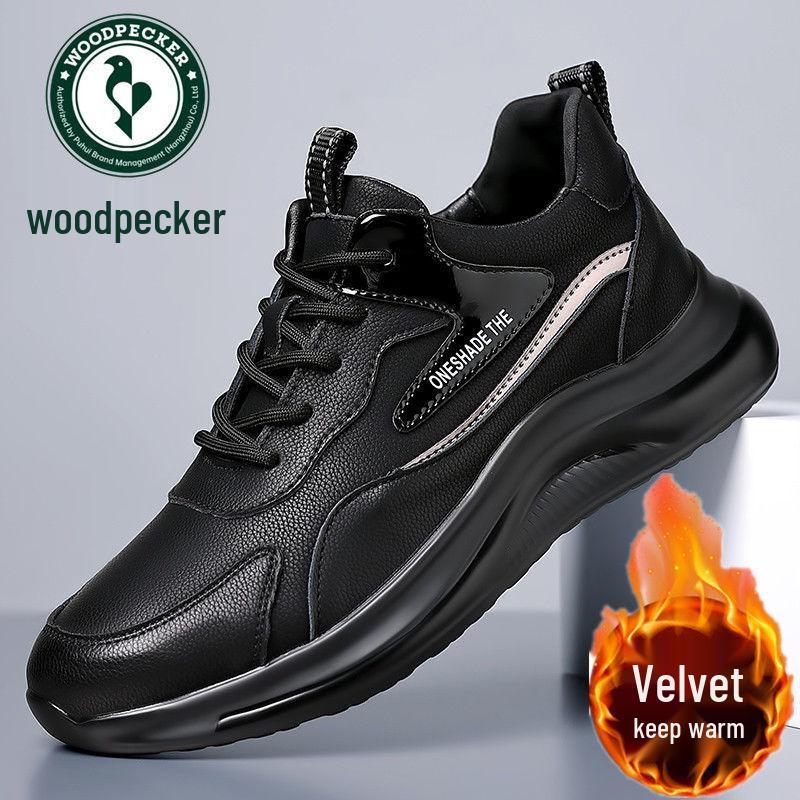 Woodpecker 2025 Men s Genuine Leather Breathable Sport Casual Sneakers Size 42
