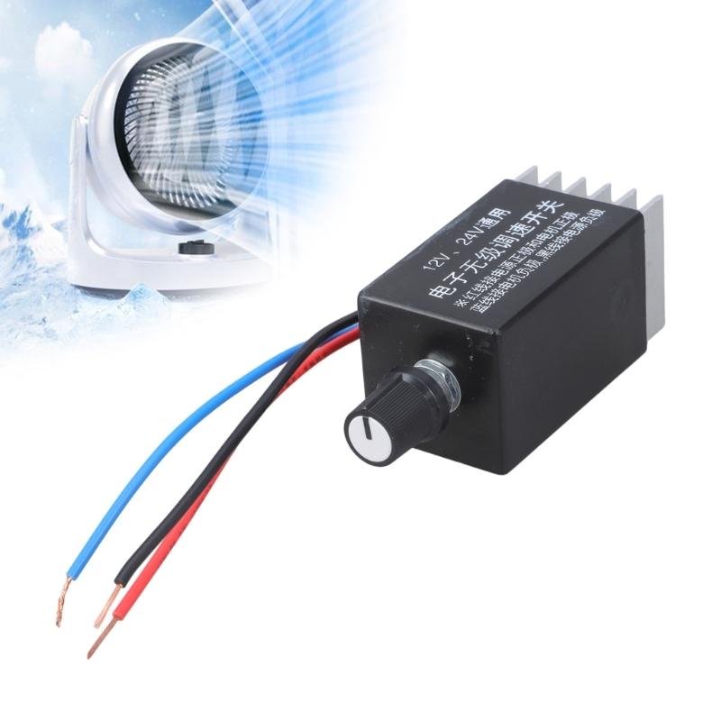 Aluminum 12V 24V Motor Speed Controller 7A 3 Wire Adjustable Speed Regulator Switches For Blower Fan Applications