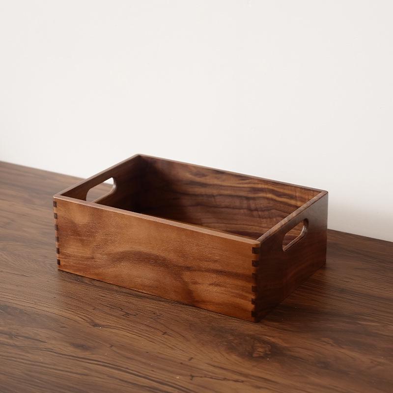 Cesto Organizzatore da Scrivania in Legno di Noce - Grande Capacità, Stile Giapponese