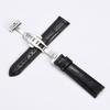 Orient Genuine Leather Watch Strap Black with Black Stitching Silver Butterfly Clasp Replacement Band for Men Women Mechanical Watches 5065405150233